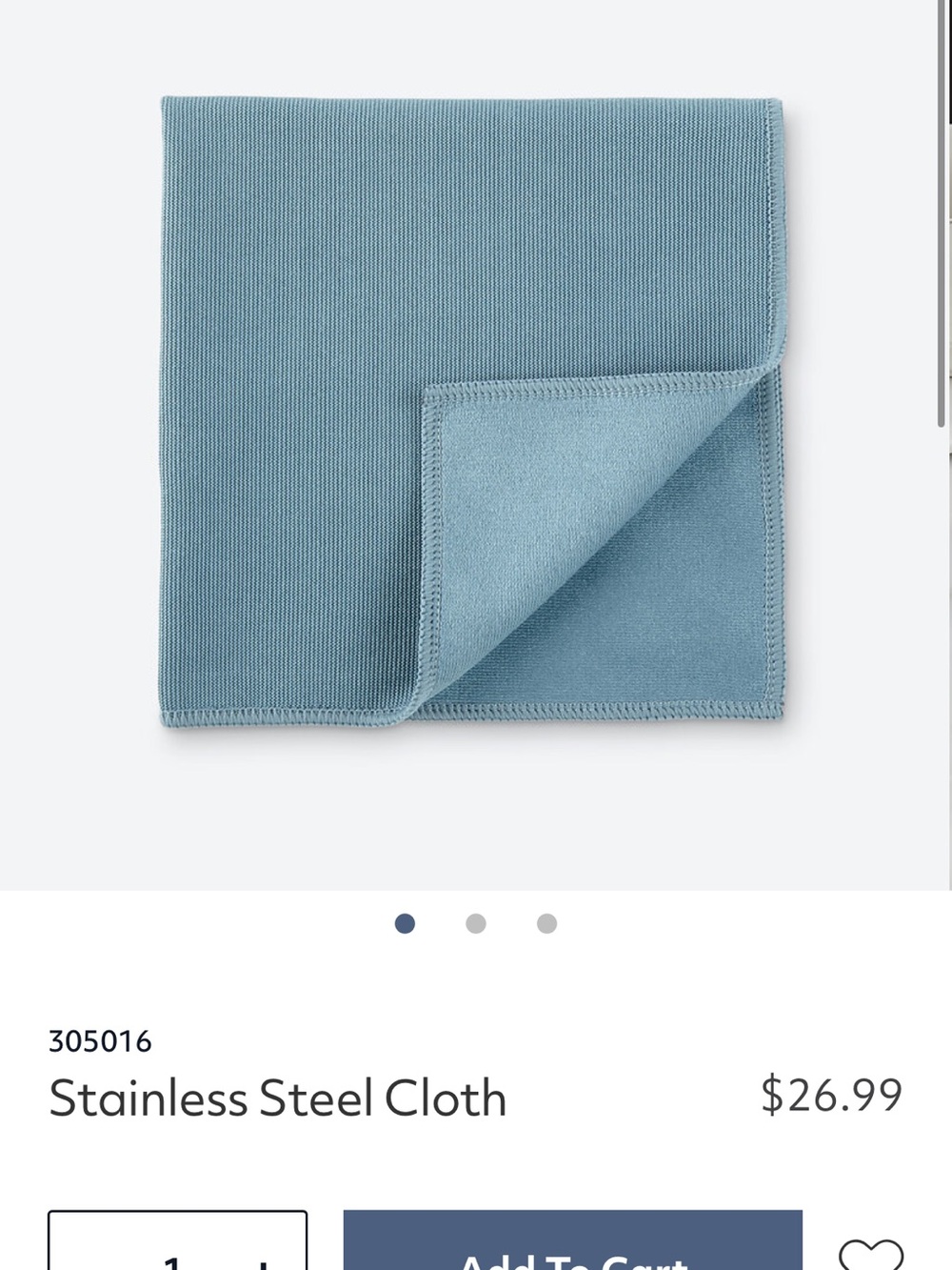 Norwex Stainless Steel Cloth - Dusty Blue